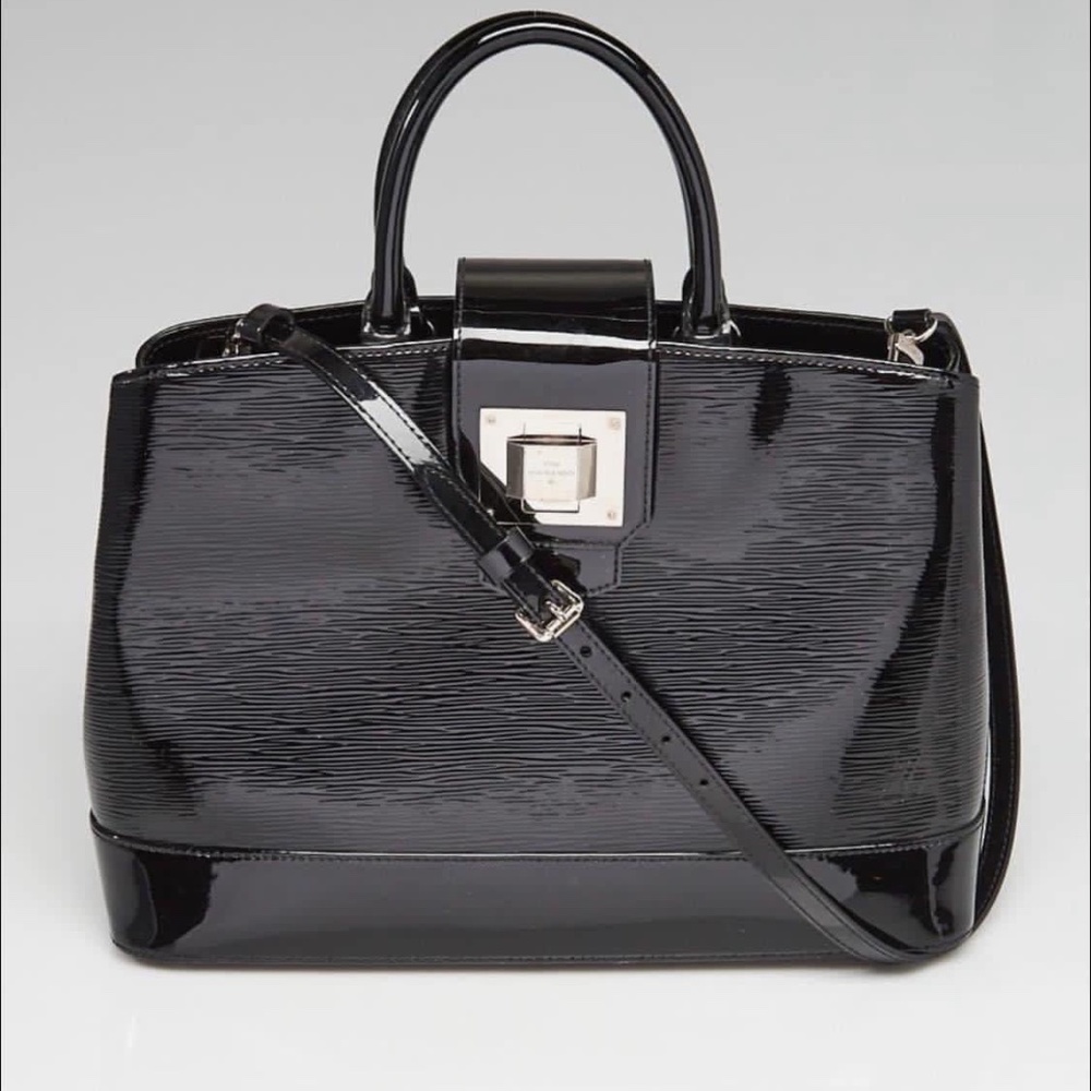 Authentic Louis Vuitton Handbag Mirabeau Black Electric Epi Patent LeatherBag
